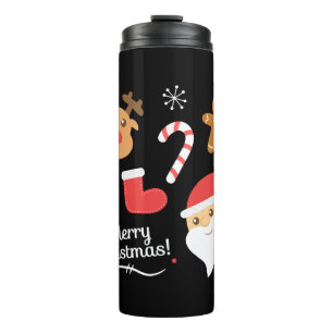 Garrafa Térmica Feliz Natal com Papais noeis e Reindeer