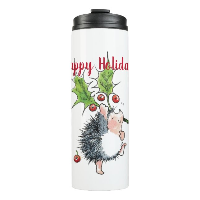 Garrafa Térmica Feliz Natal de Natal Hedgehog (Frente)