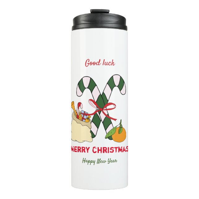 Garrafa Térmica Feliz Natal e Ano Novo Minimalista (Frente)