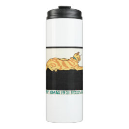 Garrafa Térmica Feliz Natal e Gato de Edward Penfield.