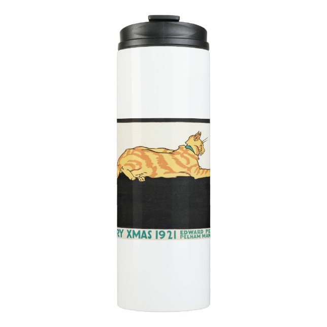 Garrafa Térmica Feliz Natal e Gato de Edward Penfield. (Frente)