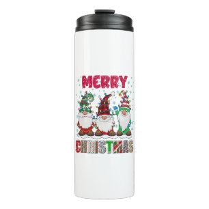 Garrafa Térmica Feliz Natal Família Gnomo Árvore de Natal Engraçad