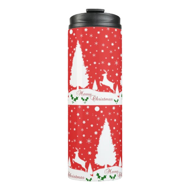 Garrafa Térmica Feliz Natal Flocos de Neve de inverno (Frente)