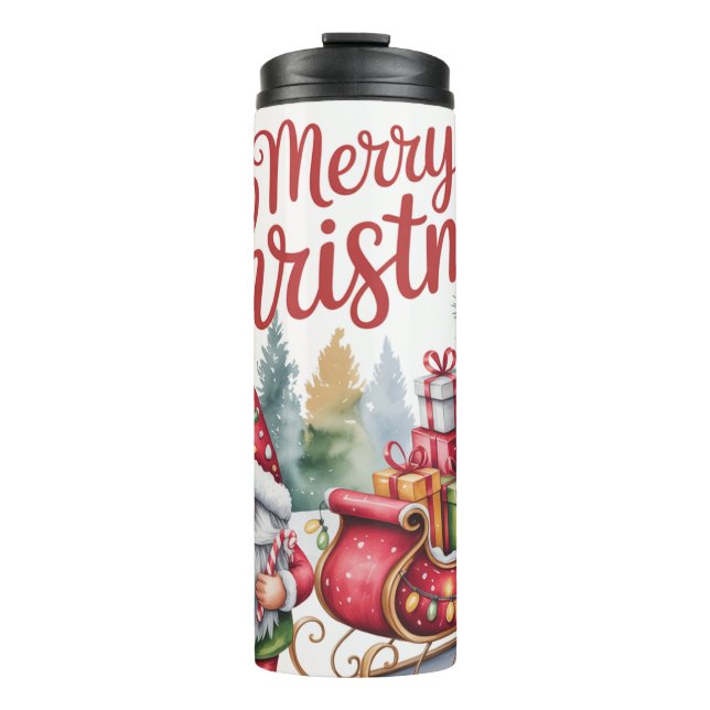 Garrafa Térmica Feliz Natal Gnome Copo (Frente)