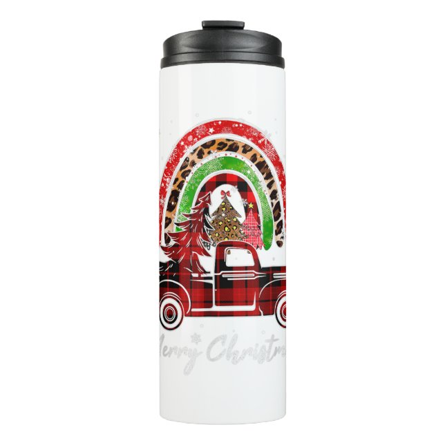 Garrafa Térmica Feliz Natal Leopard Buffalo Tree Red Pla (Frente)