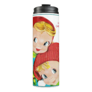Garrafa Térmica Feliz Natal menino e menina