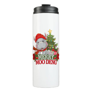 Garrafa Térmica Feliz Natal Moo Deng Natal Bebê Hippo Sant
