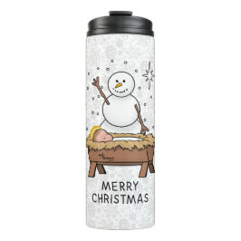 Garrafa Térmica Feliz Natal Natividade Bebê Jesus Snowman
