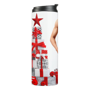 Garrafa Térmica Feliz Natal SlipperyJoe presente vermelho branco p