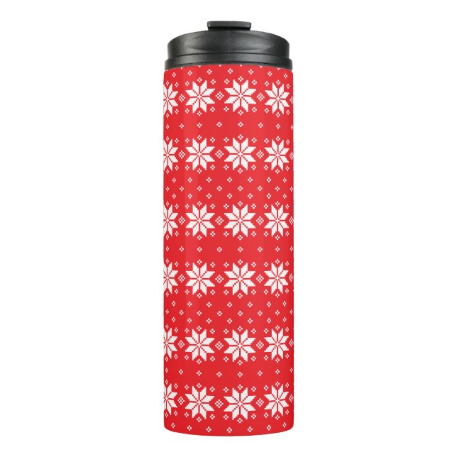 Garrafa Térmica Feliz padrão de Natal 5 (Frente)