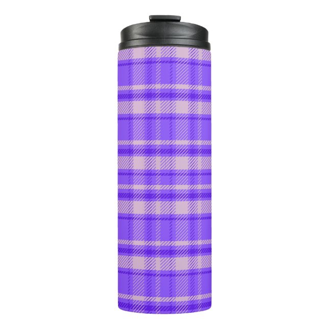 Garrafa Térmica Feliz Peri Xadrez, Tartan Roxo (Frente)