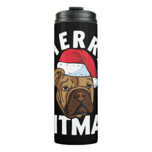 Garrafa Térmica Feliz Pitbull Cachorro de Natal Feio Tr