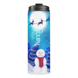 Garrafa Térmica Feliz Snowman Personalizado de Natal