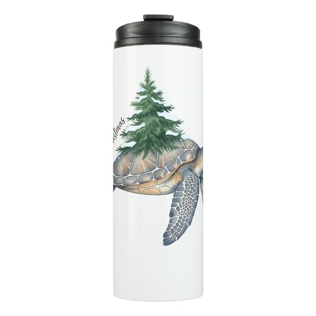 Garrafa Térmica Feliz Tartaruga do Mar de Natal (Frente)