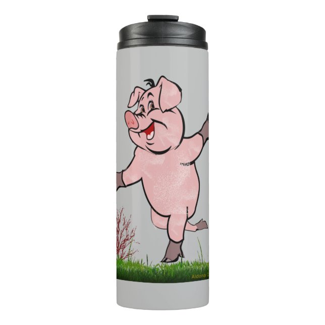 Garrafa Térmica Feliz Tumbler Térmico de Porcos (Frente)