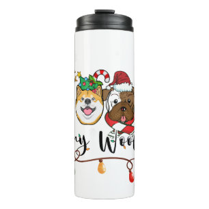 Garrafa Térmica Feliz Woofmas Typografia Tumbler Térmico