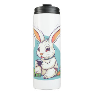 Garrafa Térmica Felz pascoa Dia do Ovo Coelhinho Engraçado Gamer B