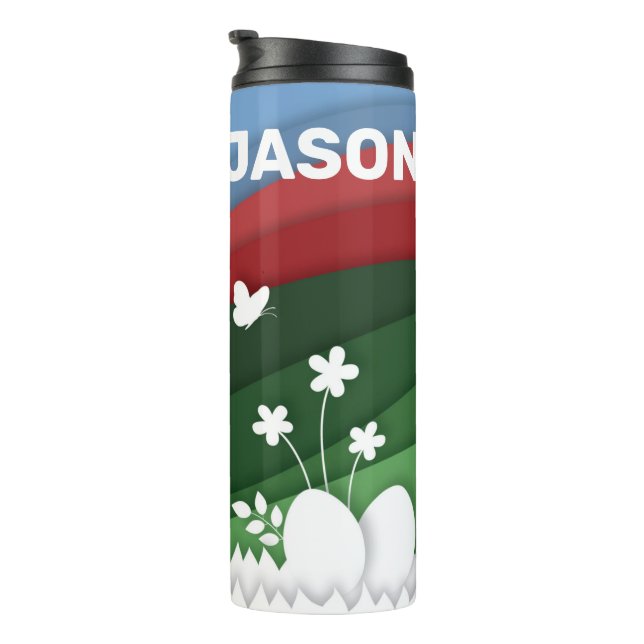 Garrafa Térmica Felz pascoa e ovos na natureza (Rotação à direita)