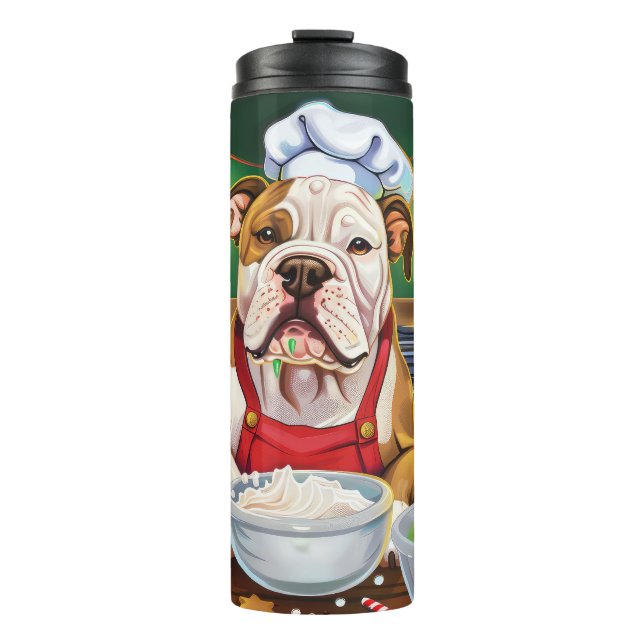 Garrafa Térmica Feriado Americano Bulldog Baking: Natal Festivo (Frente)