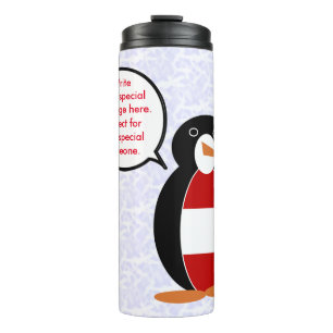 Garrafa Térmica Feriado da Bandeira Austríaca Sra. Pinguim Falando
