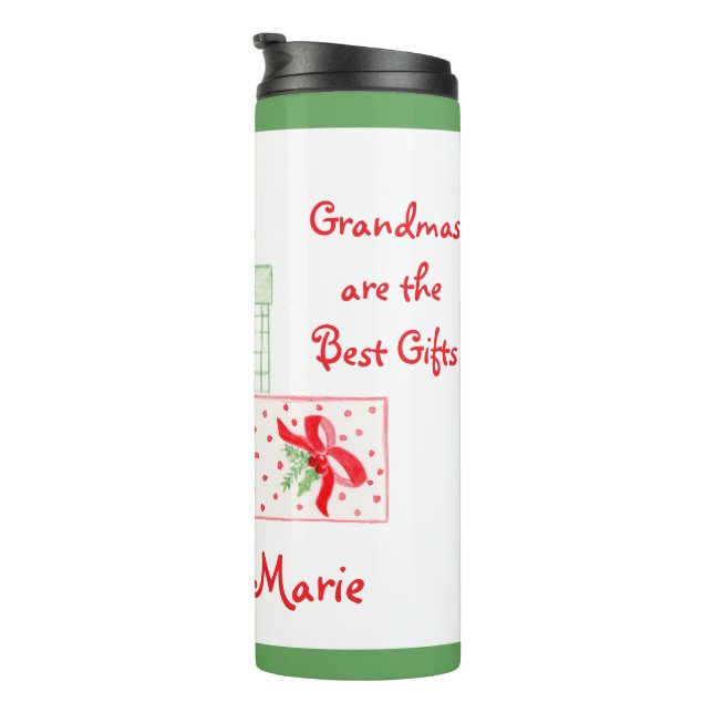 Garrafa Térmica Feriado de Aquarela PERSONALIZAR Vovó (Rotação à direita)