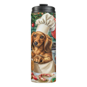 Garrafa Térmica Férias Dachshund Baking: Natal Festivo