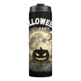Garrafa Térmica Festa de Halloween Lua Abóbora Fantasma Vintage Ha