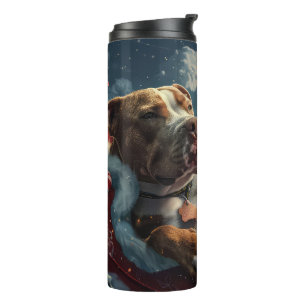 Garrafa Térmica Festa de Natal do Cão Pitbull