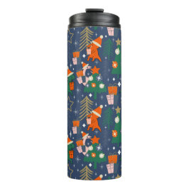 Garrafa Térmica Festa de Natal do Dinossauro Azul