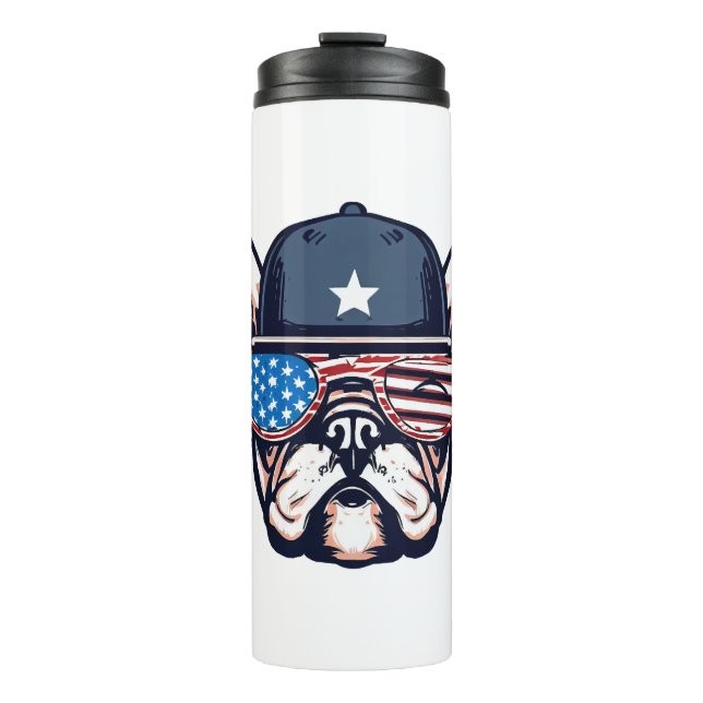 Garrafa Térmica Festa do Bulldog Francês 4 de julho (Frente)
