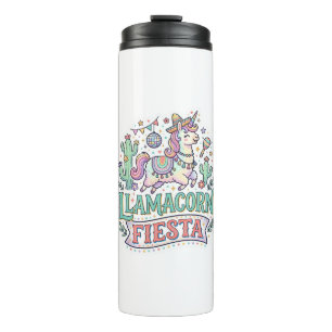 Garrafa Térmica Festa do Llamacorn Unicórnio Vetor Premium Arte PO