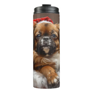 Garrafa Térmica Festivo de Natal do Cão Espanhol Tibetano