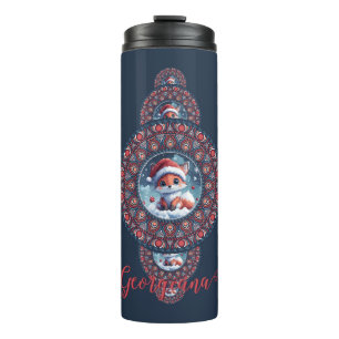 Garrafa Térmica Festivo Personalizado Kawaii Fox Mandala Ornamenta