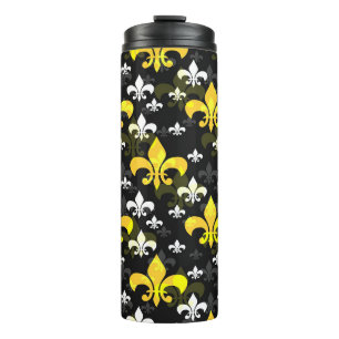Garrafa Térmica Feur de Lis branco amarelo