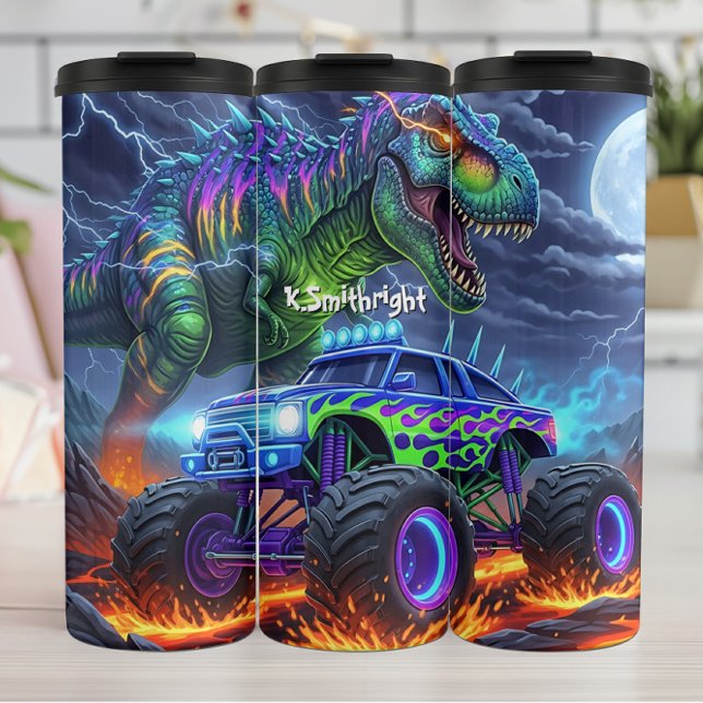 Garrafa Térmica Fiery Dinosaur Monster Truck Battle (Criador carregado)