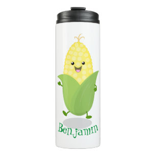 Garrafa Térmica Figura de desenho animado de milho feliz