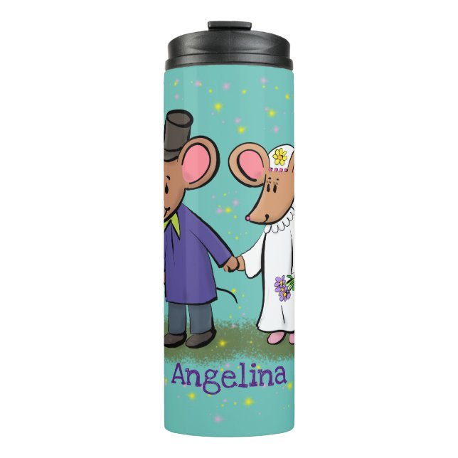 Garrafa Térmica Figura de desenho animado do casal do mouse (Frente)