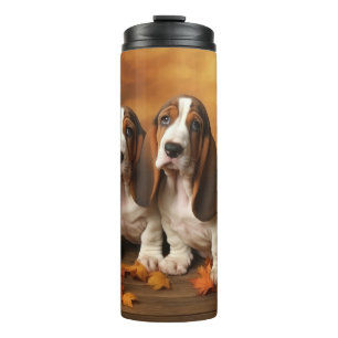 Garrafa Térmica Filhote de Basset Hound Delícia de Outono Abóbora
