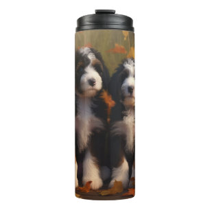 Garrafa Térmica Filhote de Bernedoodle Outono Delícia Abóbora