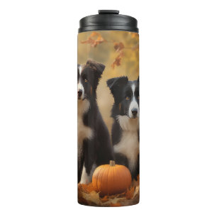 Garrafa Térmica Filhote de Border Collie Outono Delícia Abóbora