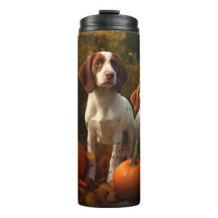 Garrafa Térmica Filhote de Brittany Spaniel Delícia de Outono Abób