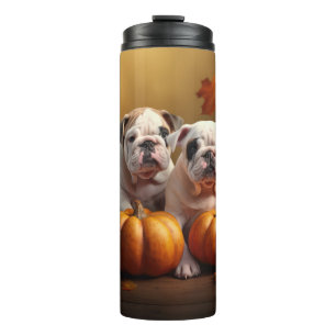 Garrafa Térmica Filhote de Bulldog Outono Prazer Abóbora