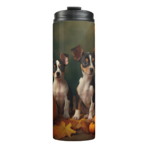 Garrafa Térmica Filhote de Rat Terrier Delícia de Outono Abóbora