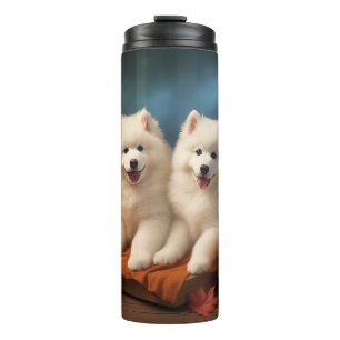 Garrafa Térmica Filhote de Samoyed Delícia de Outono Abóbora
