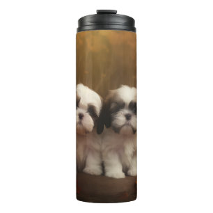 Garrafa Térmica Filhote de Shih Tzu Delícia de Outono Abóbora