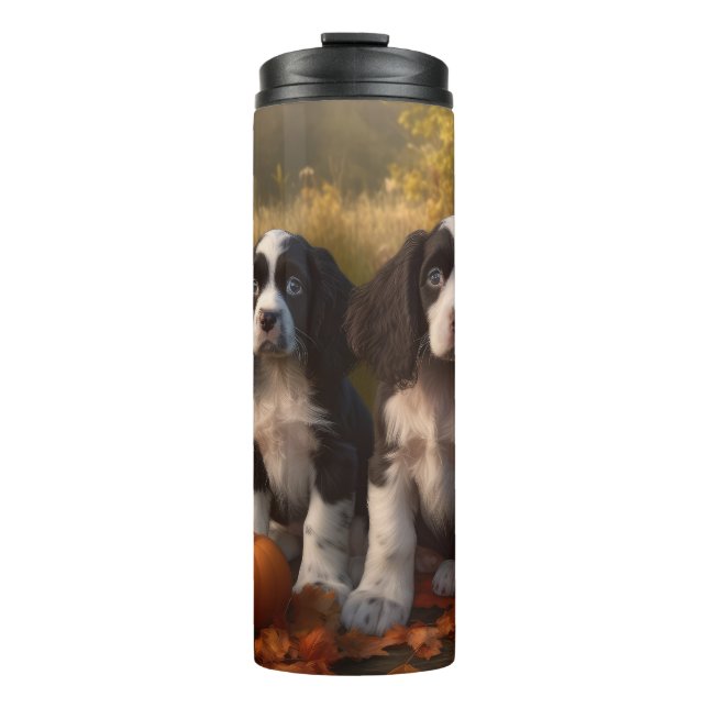 Garrafa Térmica Filhote de Springer Spaniel Delícia de Outono Abób (Frente)