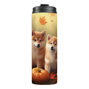 Garrafa Térmica Filhote Shiba Inu Delícia de Outono Abóbora