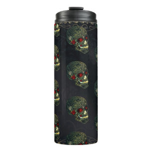 Garrafa Térmica Filigrana Gótica de Rosas e Caveira de Aranha