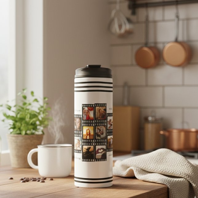 Garrafa Térmica Film Strip Photo Collage Custom 26-Photo Memory (Criador carregado)