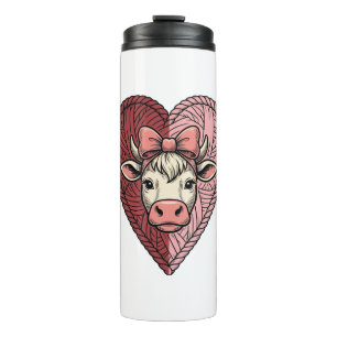 Garrafa Térmica Fio de Coração de Vaca Fofo Desenho de Gravura Vin